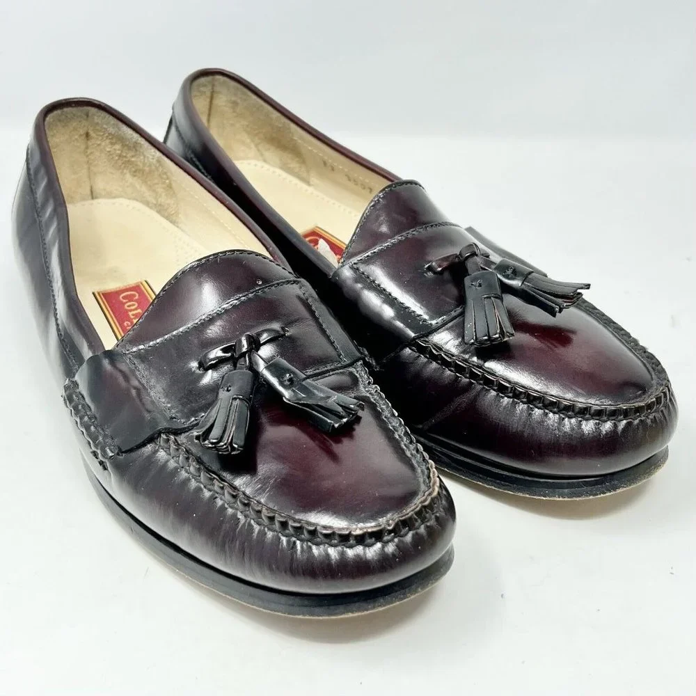 Cole Haan Mens F3 3507 Pinch Burgundy Tassel Loafer Slip On Dress Men's 11 M GUC